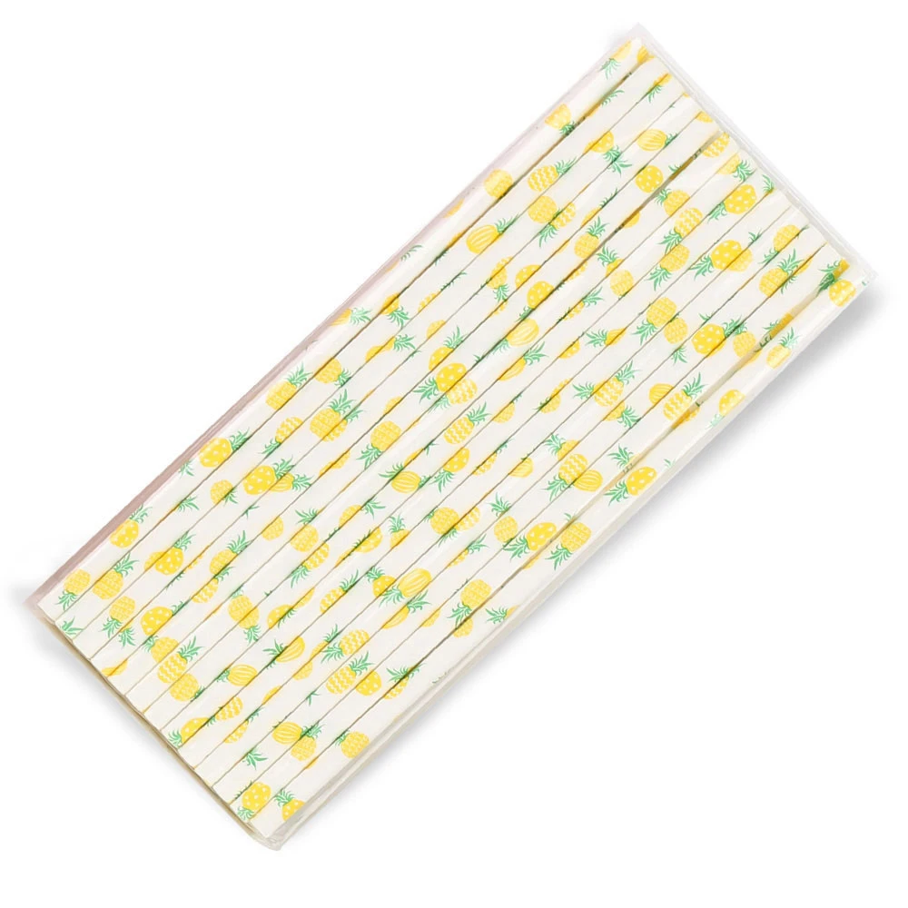 Pineapple pattern 25 шт питьевой бумаги соломинки Беби-Шауэр Свадьба День рождения соломы подарок на Рождество Хэллоуин вечерние мероприятия поставки - Цвет: Pineapple pattern
