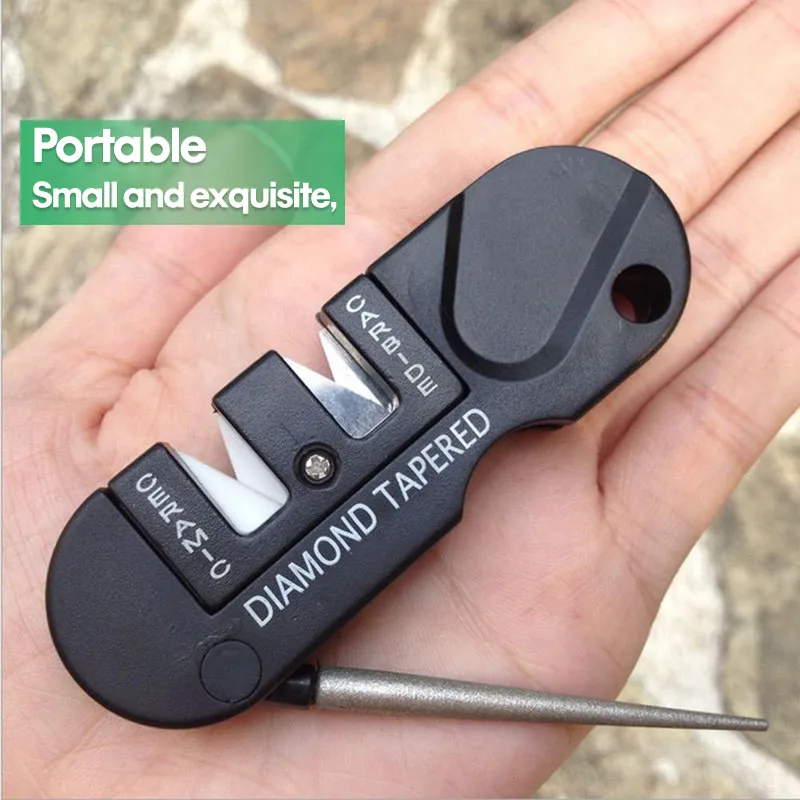 Portable Pocket Knife Sharpener Multifunction Foldable Sharpening Stone 3 Stages Ceramic Carbide Urvival Hunting Fishing Camping | Дом и сад
