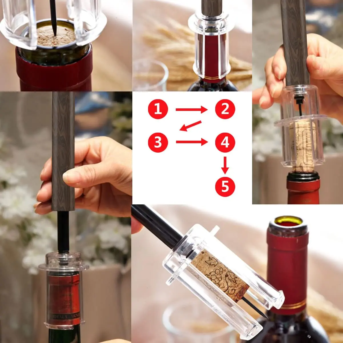 

Wine Bottle Opener, Wine Accessory Sets Needle Stainless Steel Cork Remover Easy Air Pump Wine Opener Personalized Tool