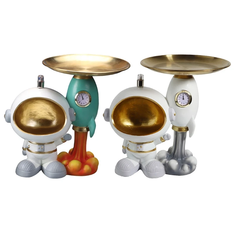 

Lonely Space Resin Rocket & Astronaut Storage Box Tray Lovely Cartoon Container Key Storage Figurine Sculpture Home Deco