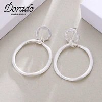 dorado 2021 white hollow round drop earrings for women party circle simple alloy brincos jewelry accessories cheap