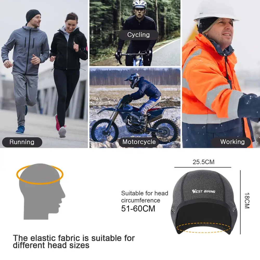 WEST BIKING, зимняя Спортивная Кепка s, теплая, ветрозащитная, мужская, велосипедный шлем, лайнер, для улицы, для пеших прогулок, рыбалки, катания на лыжах, велоспорта, велосипедная Кепка, шапка для бега