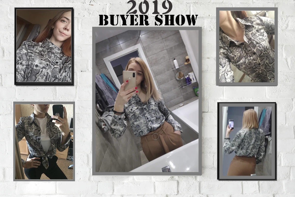OOTN винтажные Женские топы и блузки с принтом змеиной кожи, с длинным рукавом, сексуальная блуза с карманами, женские рубашки на пуговицах с воротником, блузки