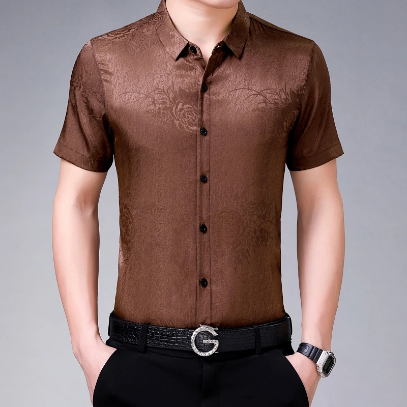 Женская Летняя шелковая одежда повседневная мягкая атласная рубашка с коротким