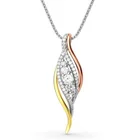 Женское креативное ожерелье с подвеской в форме листа, роскошное ожерелье с подвеской из циркония класса ААА трех золотых цветов, ожерелье с подвеской для свадебной коктейвечерние
