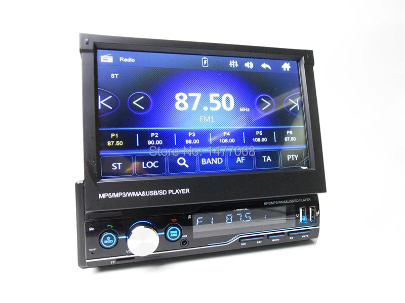 1 Din Выдвижной Автомагнитола RDS Mirror Link Видеоплеер MP5 AM FM USB TF Aux " Сенсорный экран Стереосистема Головное устройство PHYEE T100