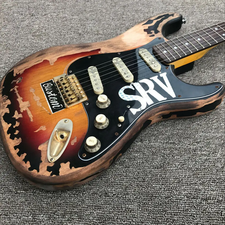 Фабричная винтажная электрическая гитара Sunburst Relic остается ручная работа SRV