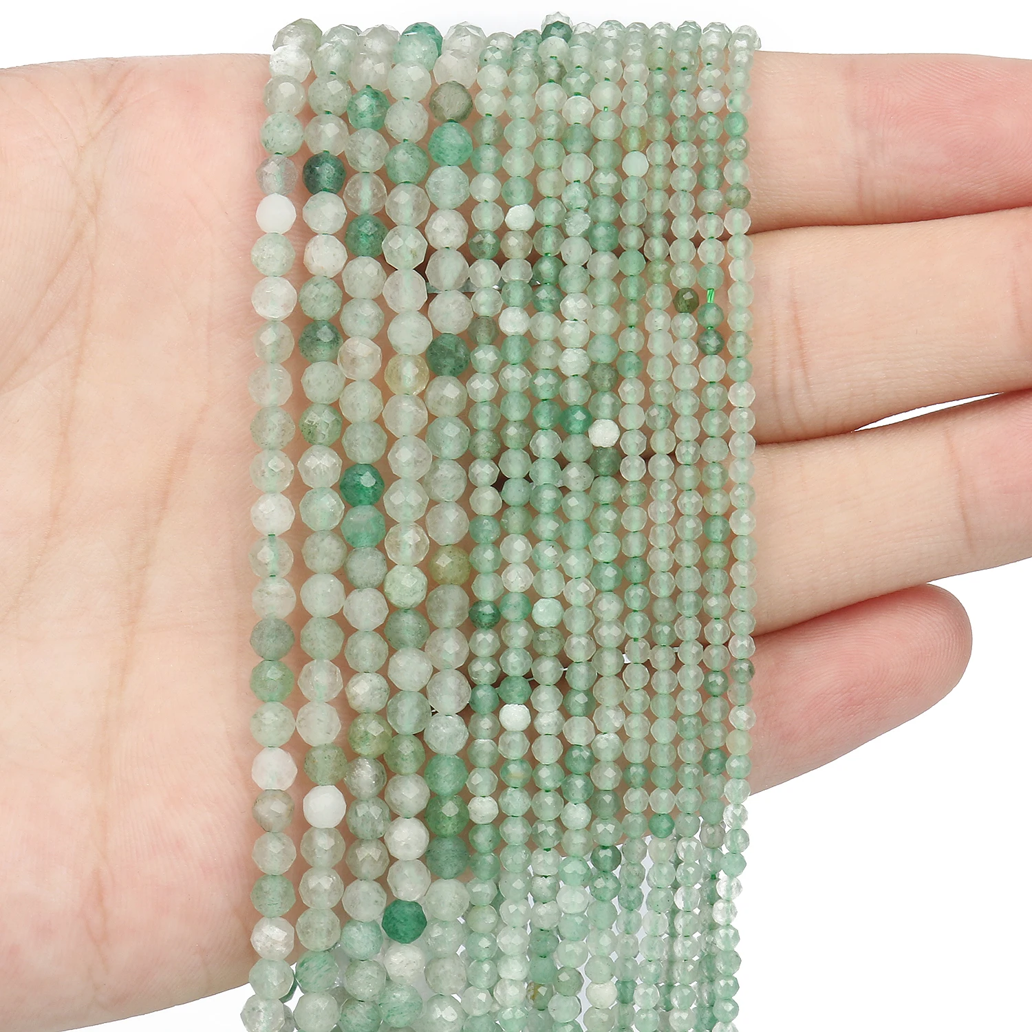 

Faceted Green Aventurine 2/3/4mm Natural Stone Beads Tiny Loose Spacer Beads for Jewelry Making DIY Bracelet Accessories 15inch