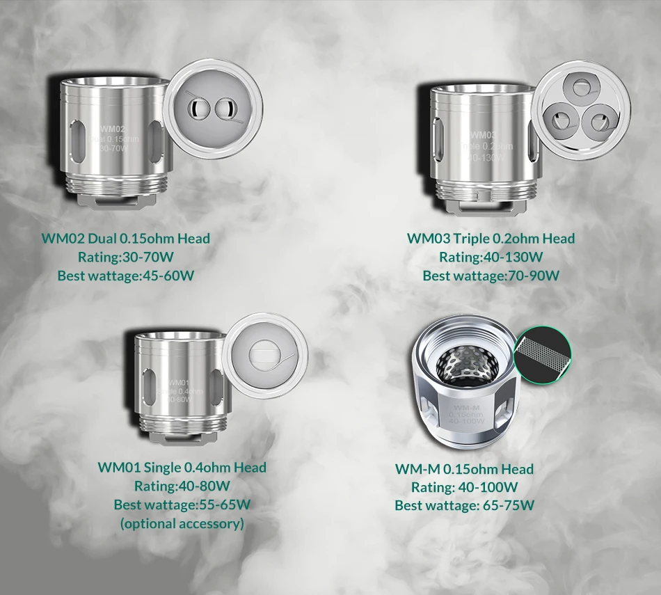 wismec WM01 одиночный 0.4ohm/WM02 двойной 0.15ohm/WM03 тройной 0.2ohm/WM-M Головка Катушки для гном комплект