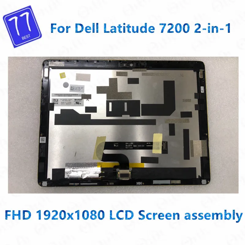 Original 12.3'' Laptop LCD Touch Screen Digitizer Assembly LQ123N1JX35 DVT1 for DELL Latitude 7200 2 in 1 DP/N:0MRN97 1920*1280