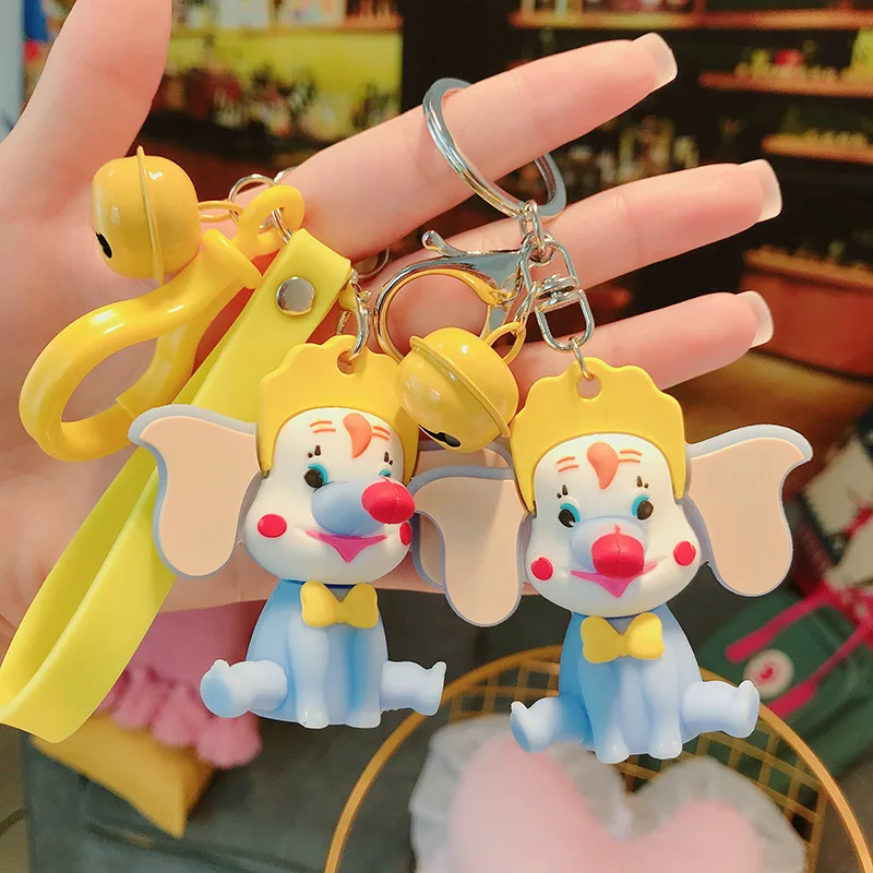 LOVELY CARTOON GLUE DUMBO FIGURINE KEYCHAIN KOREAN VERSION STYLE FEMALE CREATIVE DIY MANUAL GIFT COUPLES ORNAMENTS ON - Прикольный брелок с фигуркой Дамбо в стиле корейской версии для женщин, креативный подарок для пары или орнамент для декора.