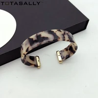 totasally leopard bangle bracelets women tortoiseshell acrylic bangle fashion minimalism resin cuff bracelets punk jewelry