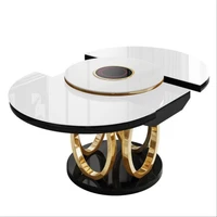 table with induction cooker round table multi functional furniture turntable telescopic dining table chair combination