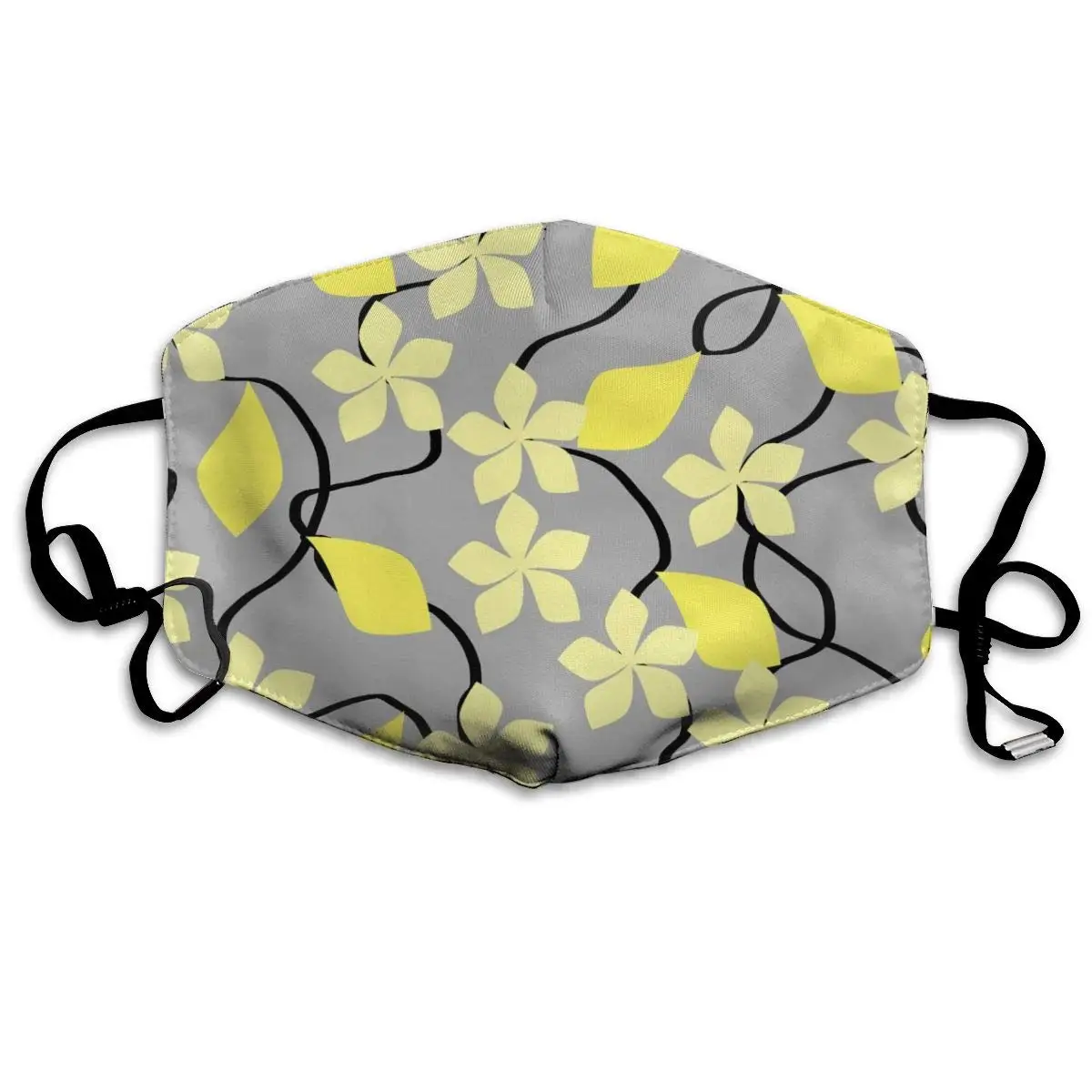 

Garde Art Studio Mouth Mask & Healthy Fashion Face Cover Masks, Grey Yellow Gray Flowers Floral Polyester Comfortable