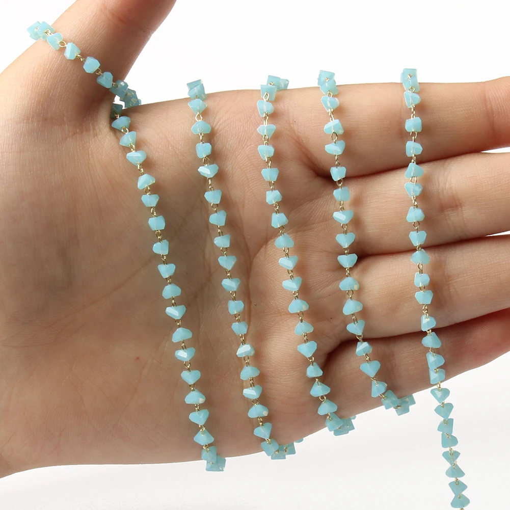 1 метр ручная работа золотой цвет проволока Розария цепь треугольные бусины цепи