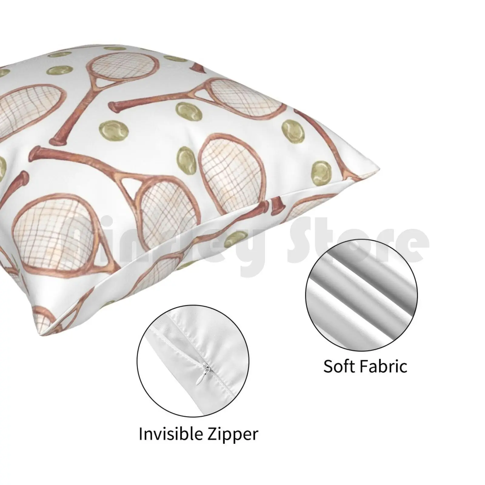 Pattern &quot Tennis Racket With Ball Pillow Case Printed Home Soft DIY cover Court Green Yellow | Дом и сад
