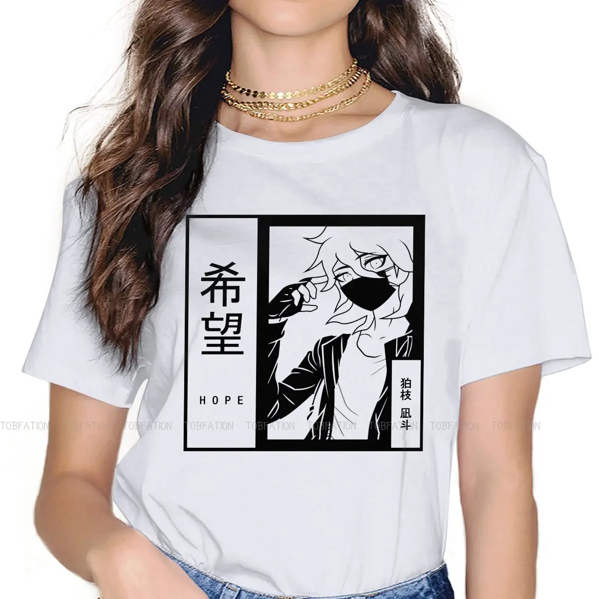 

Женская футболка из игры Danganronpa Makoto Naegi, женские топы Hopaeda W, Забавные футболки с графическим рисунком, женская футболка большого размера 5XL