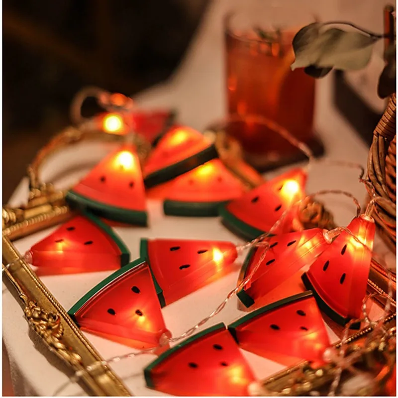 

Watermelon LED String Lights Fruit Led Light Cute Creative for Indoor Kid Bedroom Christmas Decoration Home Holiday Decors Luces