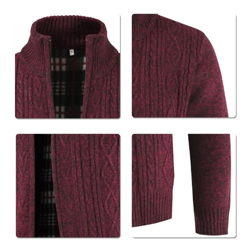 Мужской свитер с воротником стойкой Теплый Бархатный кардиган теплый зимний