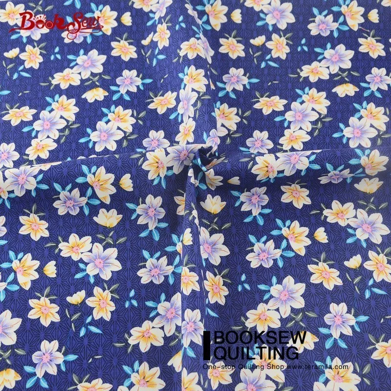 Booksew 100% хлопок Поплин Ткань цветочный темно-синий DIY рубашка платье Материал