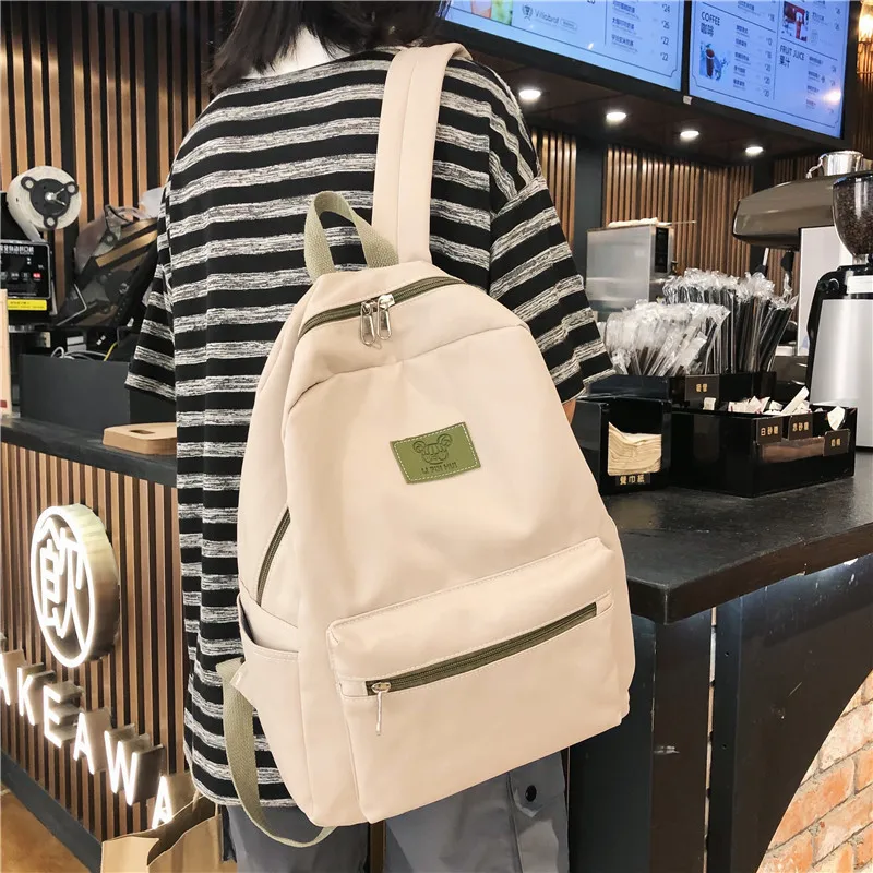 

Новый стильный рюкзак, женский рюкзак, сплошной цвет, женская сумка на плечо, модная школьная сумка, подходит для студенческого рюкзака