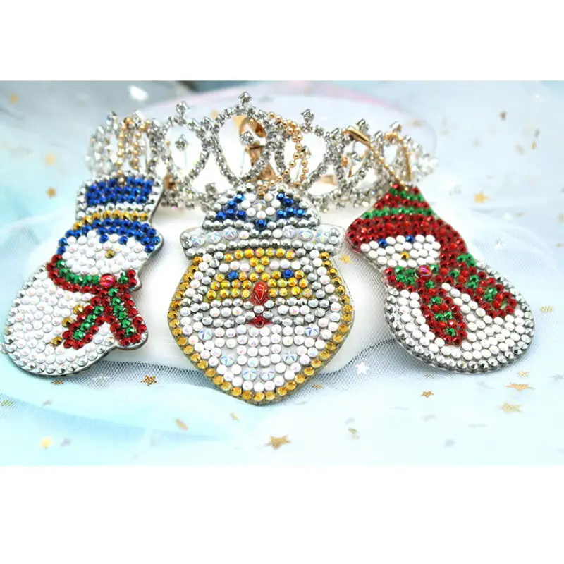 Рождественские украшения для дома Подвески 8 шт DIY Алмазная картина брелок ручной