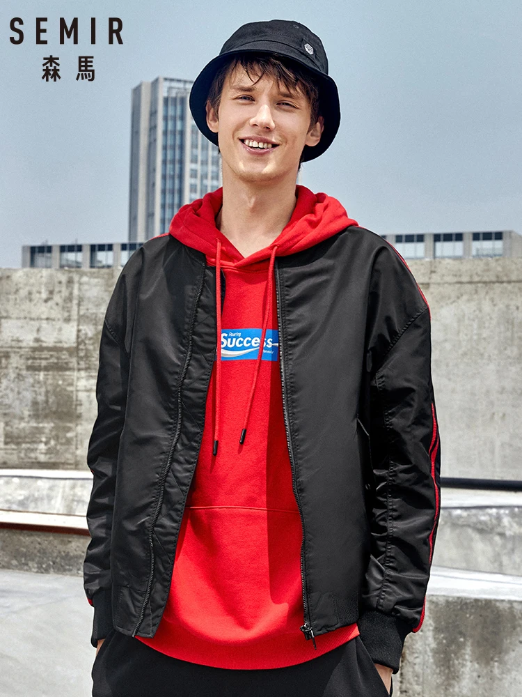 Куртка пилот Semir Мужская в Корейском стиле черная красивая бейсбольная куртка