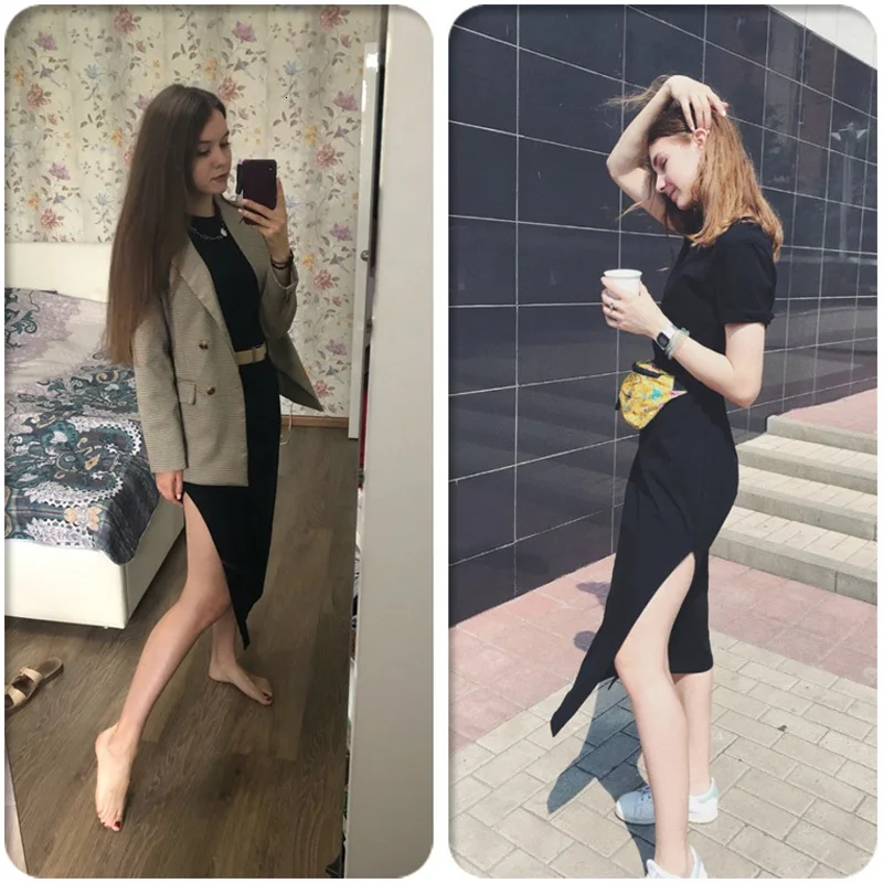 Осенне-весеннее платье-футболка, Женское зимнее платье для рождественской вечеринки, сексуальное элегантное винтажное облегающее Черное длинное платье, платья размера плюс