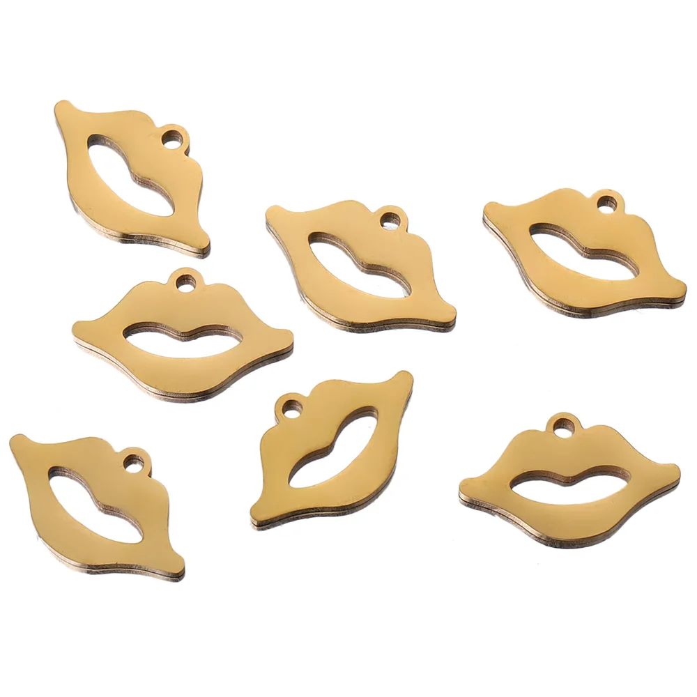 

10pc/lot Stainless Steel Cute Lips Charms Pendant DIY Earring Necklace Charm Jewelry Making Findings Accessories Supplies