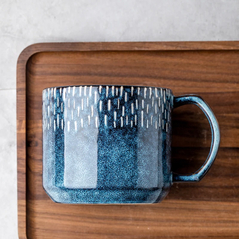 Креативные синие керамические кофейные кружки для чая детские чашки и дорожная