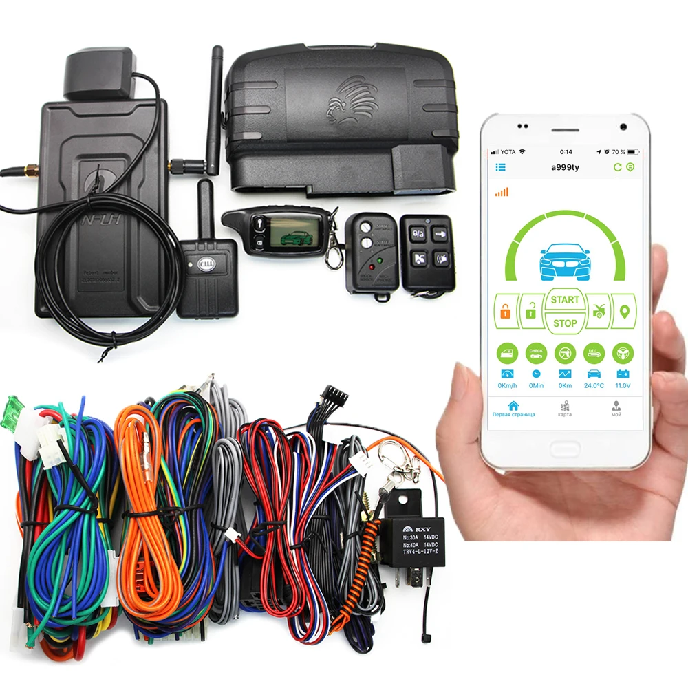 Автомобильная сигнализация TW9010 двусторонняя мобильный телефон управление