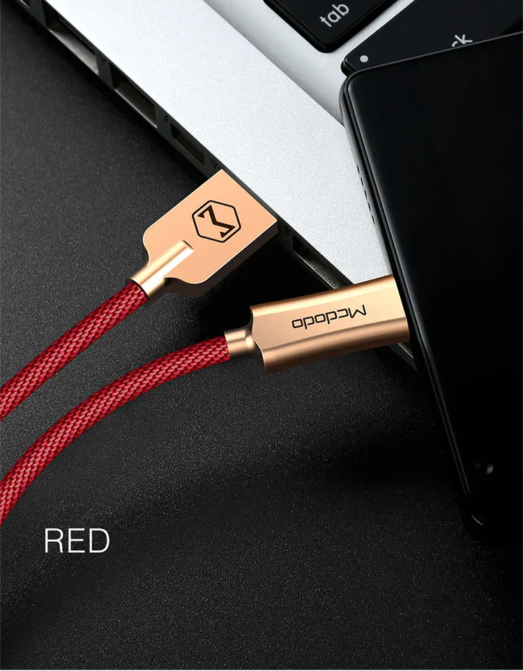 Red Mcdodo Micro USB кабель 2A Быстрая зарядка QC3.0 mini USB кабель для передачи данных для samsung Xiaomi Redmi huawei Tablet Android USB зарядный шнур - Цвет: Red