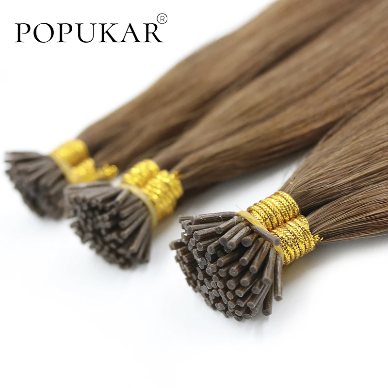 Popakku перуанские волосы Remy с выравненной кутикулой светло коричневые 0 66 г/пряди