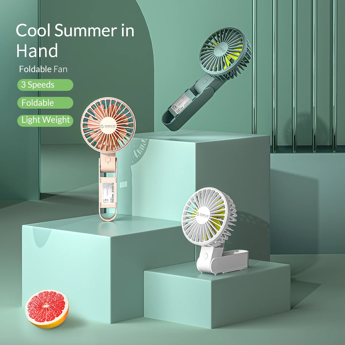 Портативный складной мини-вентилятор ORICO с USB-разъемом 2000 мА · ч 3 скорости