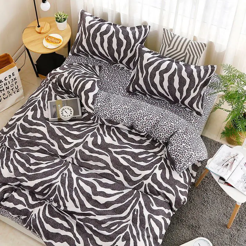 

4Pcs/Set Cartoon Pink Bedding Sets Geometric Pattern Bed Linings 4 sizes Grey Blue Duvet Cover Bed Sheet Pillowcases Cover Set