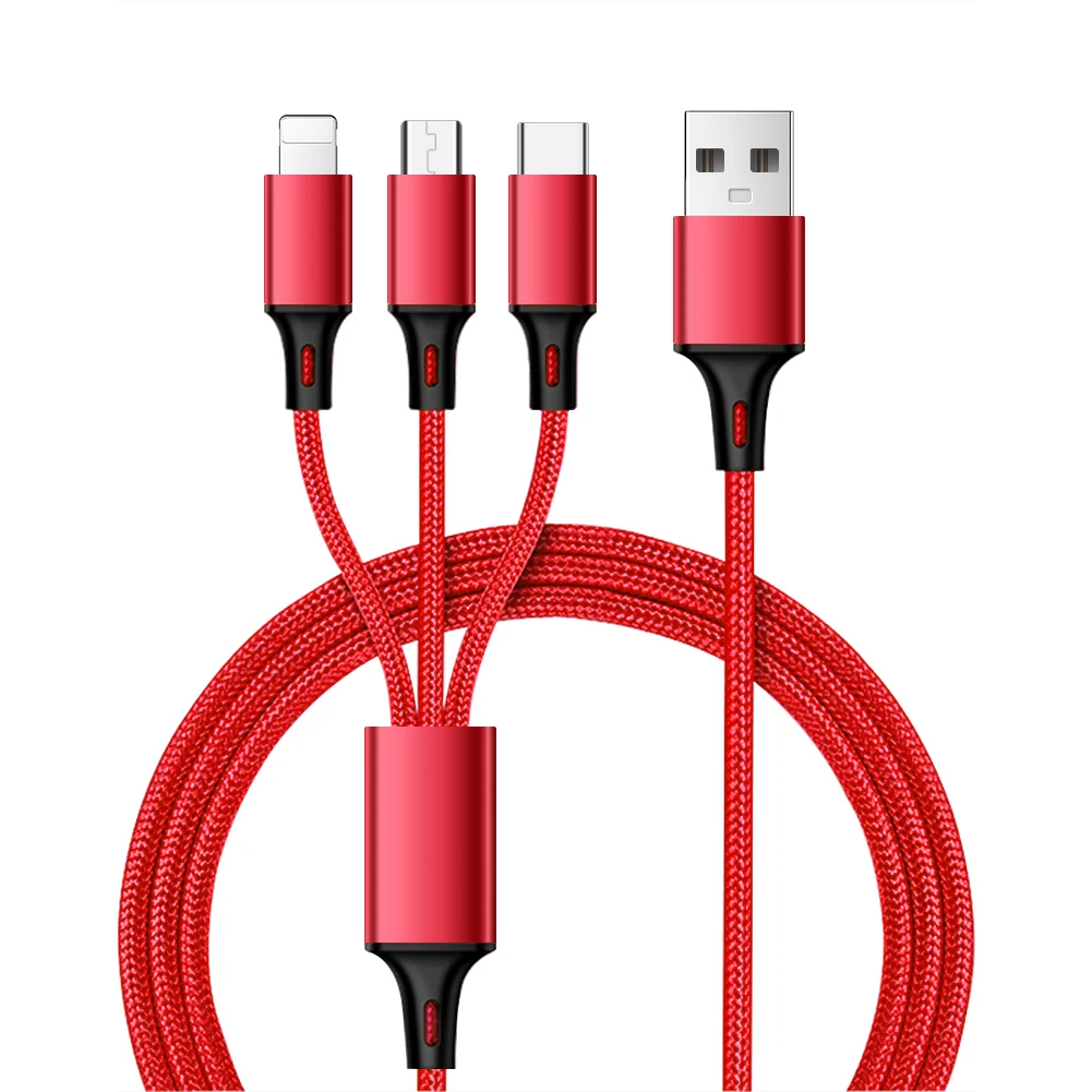 YCDC 3 в 1 usb type C Micro USB кабель для iPhone 8X7 6 6S Plus samsung Nokia USB быстрая зарядка кабели Нейлоновый Шнур Универсальный
