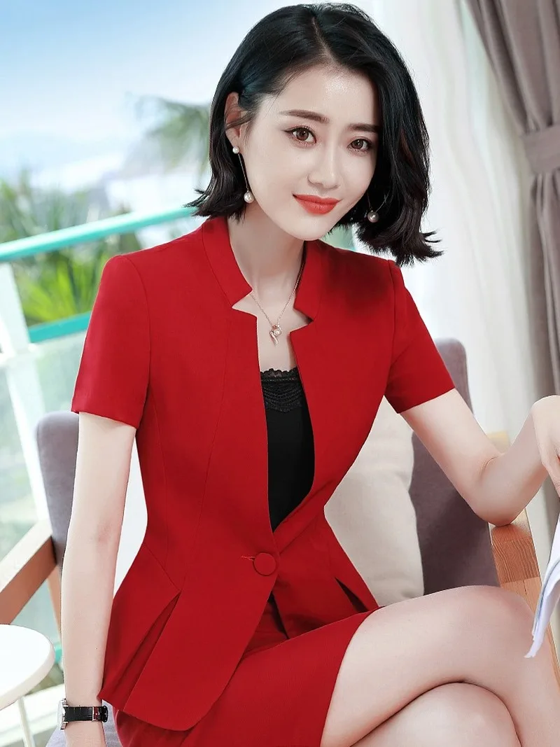 

2020 Summer Suit Jacket Women's Korean-Style Small Suit Work Thin Coat Fashion Temperament Formal Dress Professional Suit Skirt