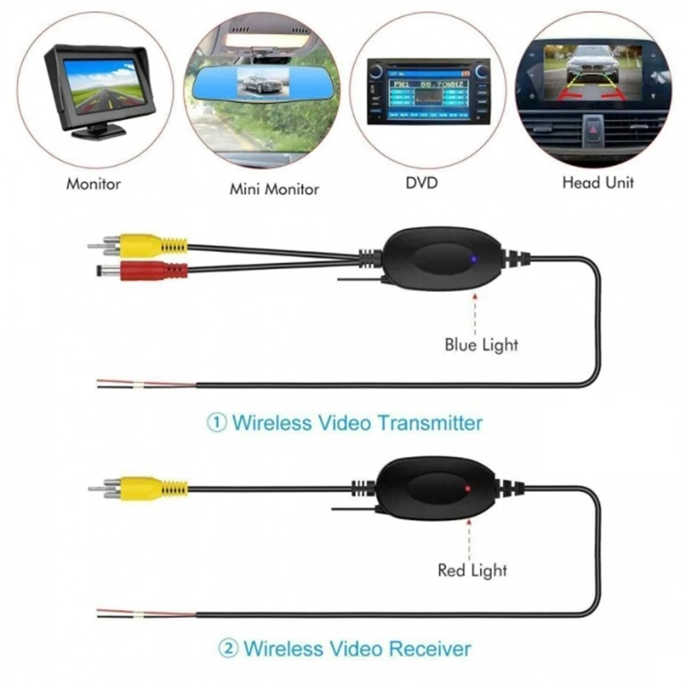 2,4 ГГц Беспроводной RCA видео комплект передатчика для DVD мультимедиа монитор gps заднего вида ПЗС, заднего хода Камера AV