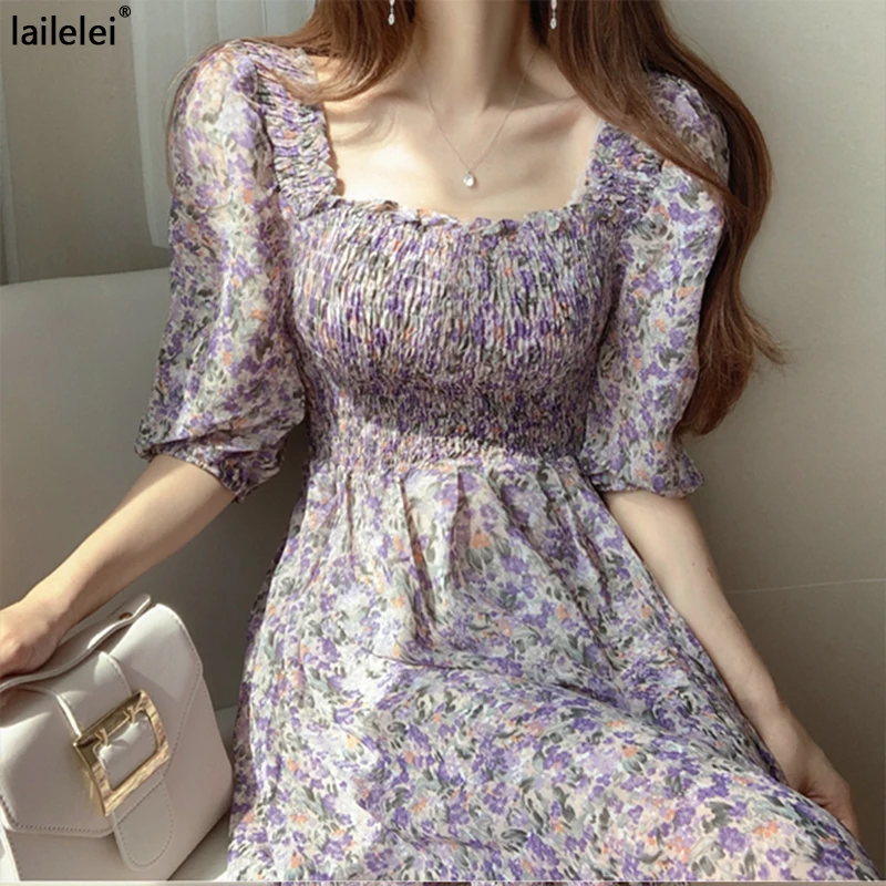 Шифоновое платье миди с цветочным принтом плиссированное трапеция оборками