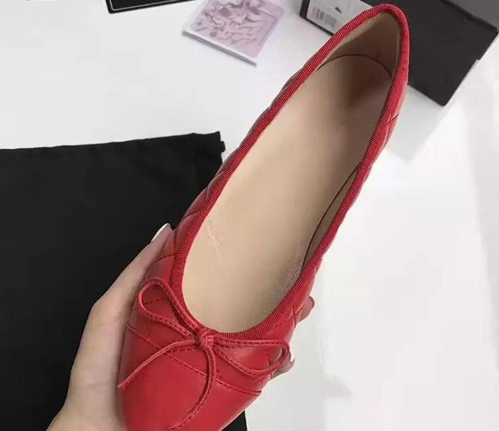 

Ollymurs Women's Shoes Comfort Round Toe Caviar Leather Women's Flats Butterfly-knot Bowtie Casual Shoes Ballet Flats 34-43