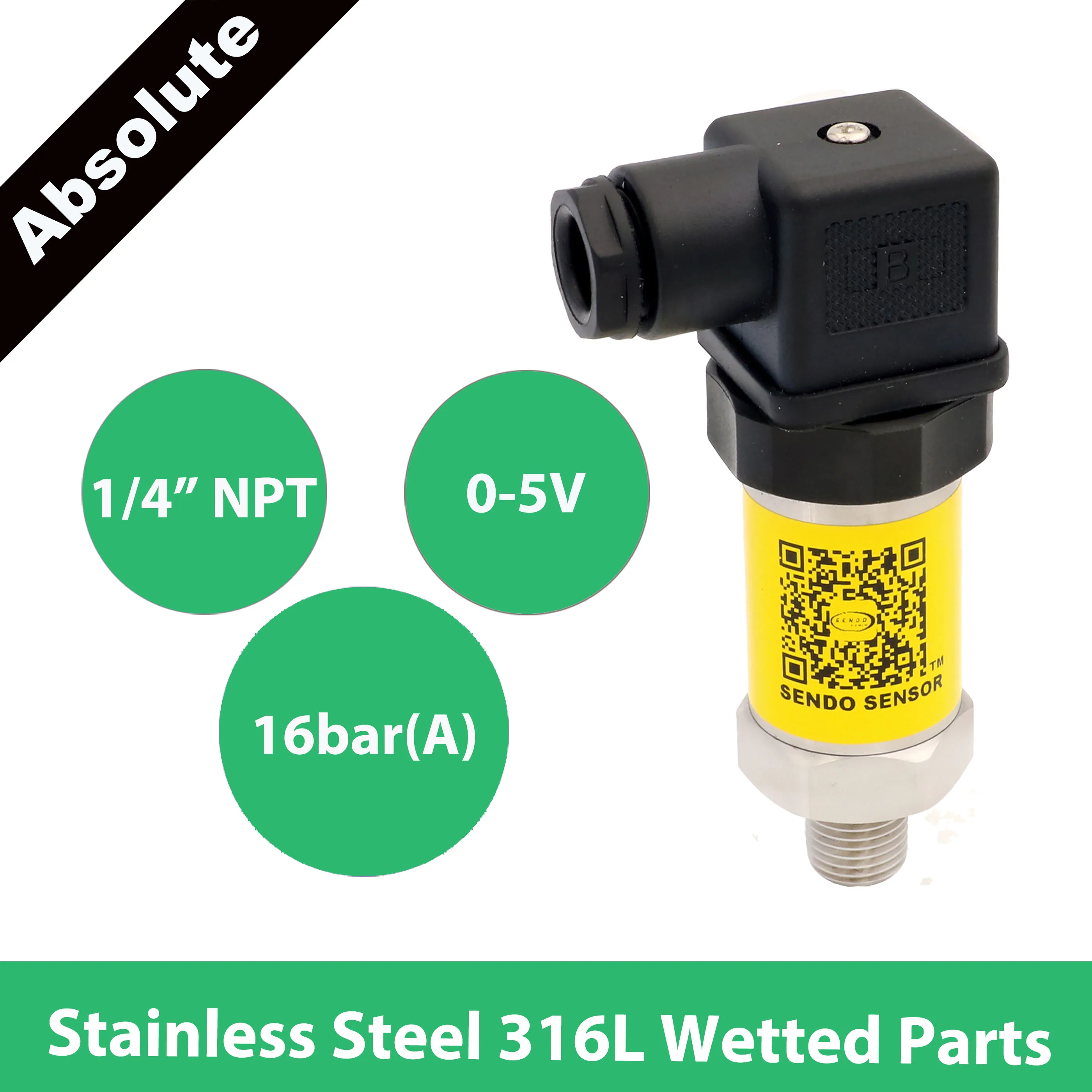 Бюджетный преобразователь давления выход 0 5 В 16 бар 1 6 МПа 12-30 постоянного тока 24