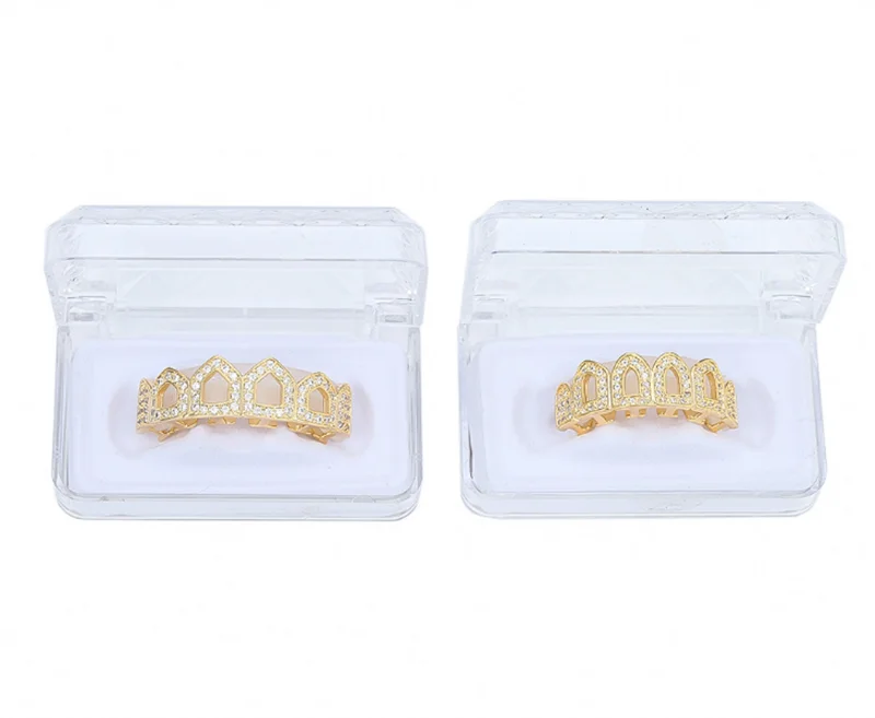 Полые Зубные коронки в стиле хип-хоп с фианитами панковские насадки для зубов