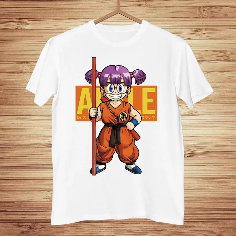 Новая летняя футболка с милым мультяшным принтом Arale женские повседневные белые