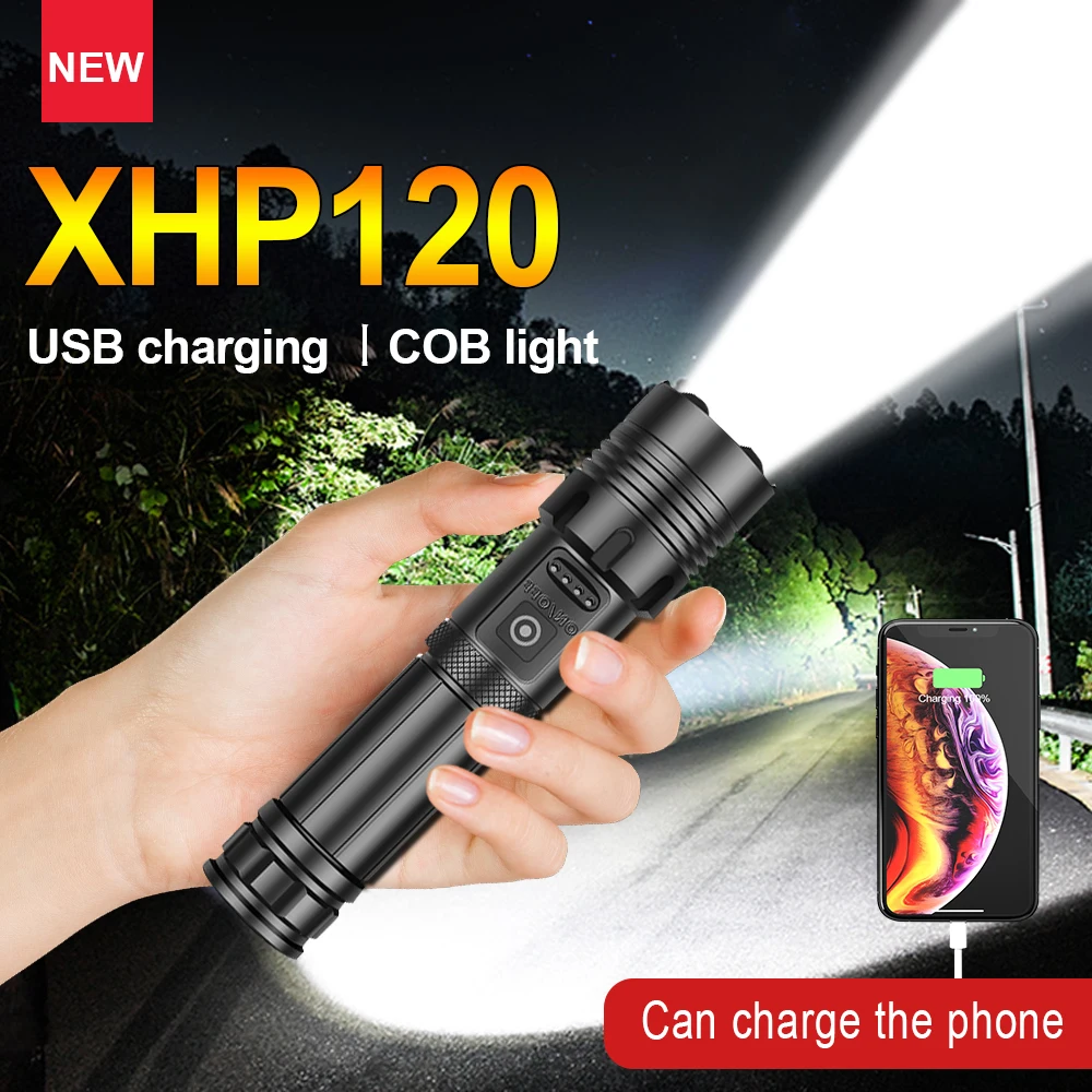 

Newest Super Powerful Led Flashlight XHP120 High Power Led Torch XHP90.2 Usb Rechargeable Tactical Flashlight 18650 Fishing Lamp