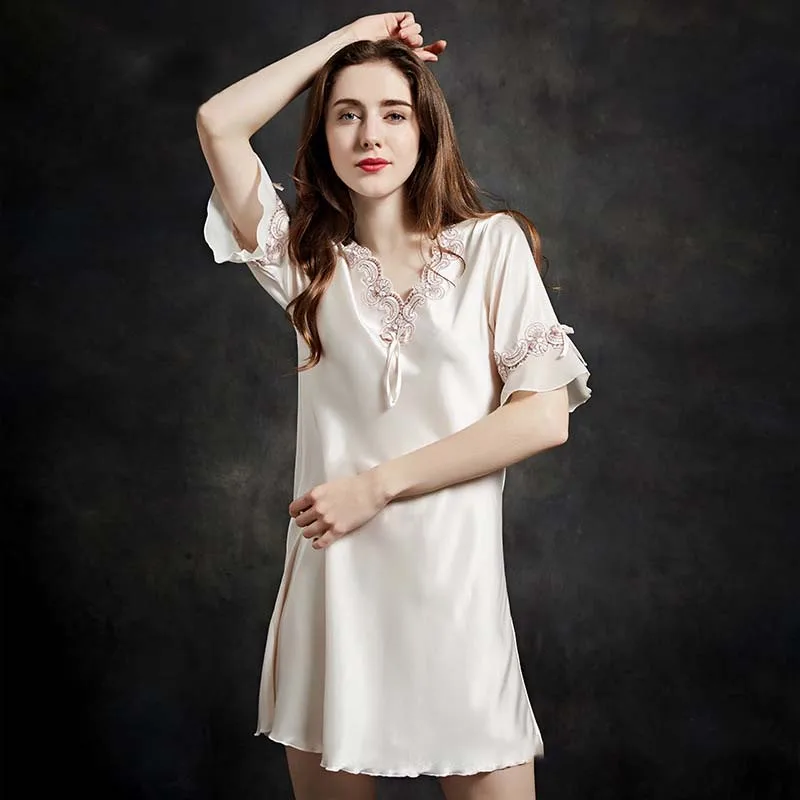 Ночные рубашки SeeBest Женская Летняя шелковая тонкая одежда для сна из