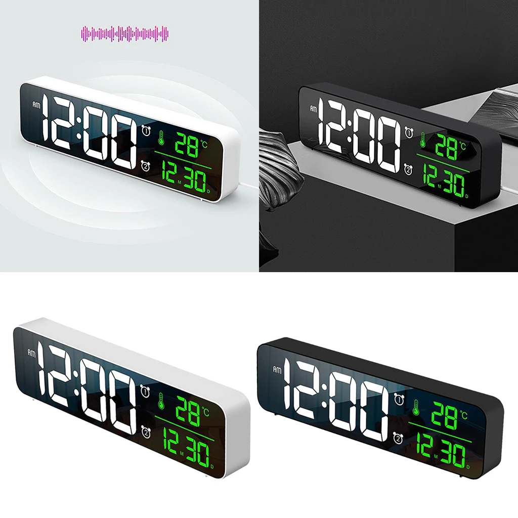 

Digital Alarm Clock Temp & Day Calendar Bedside Clock 40 Music Office Decors