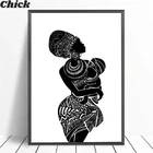 Красивая Африканская женщина с ребенком спальня настенная Картина на холсте Черно-белая Настенная картина плакат Современная печать домашний декор