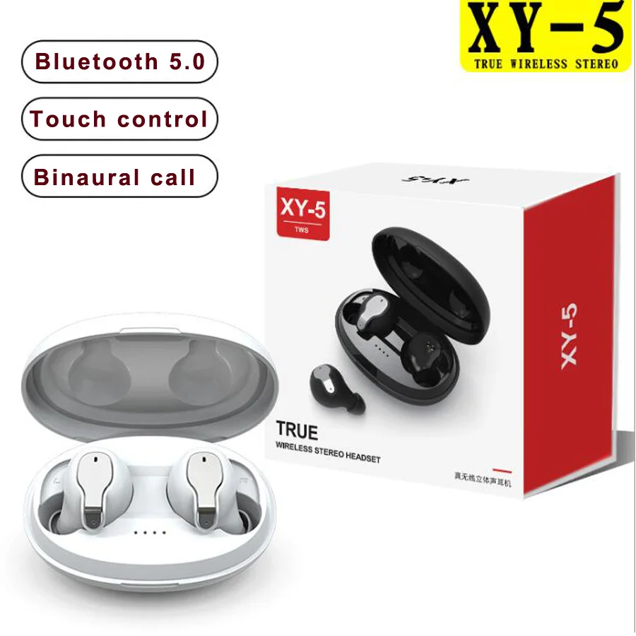 XY-5 TWS 5,0 Bluetooth наушники 3d стерео сенсорные наушники беспроводные наушники с микрофоном гарнитура для телефона - Цвет: white