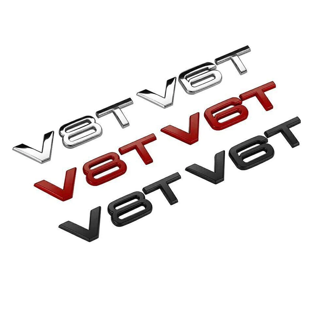 

1pcs Car Styling V6T V8T 3D Metal Chrome Zinc Alloy Emblem Car Badge Sticker Decal for Audi A4L A5 A6L A7 A8L Auto Accessories