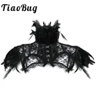 Накидка-Болеро женская, с воротником-перьями и плечами, винтажный в стиле панк Готика